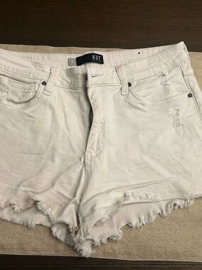 Kut from the Kloth White Distressed Frayed Denim Shorts